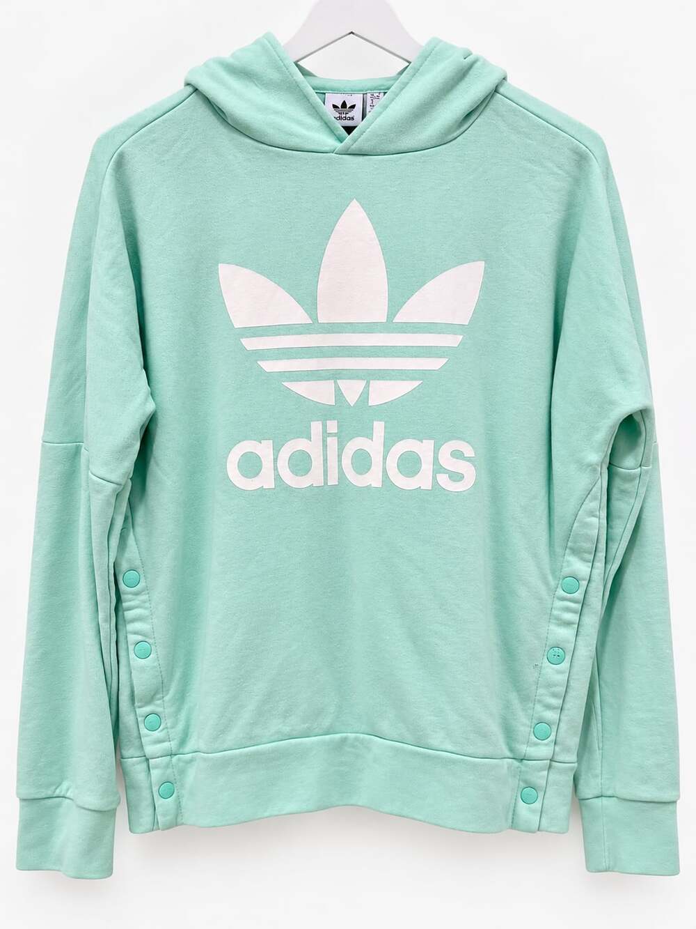 Adidas Originals Girls Youth L 13-14 Mint Green Trefoil Side Snap Hoodie